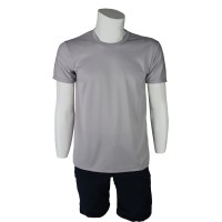 Sıfır Yaka Dry Touch Kısa Kol T-Shirt Gri