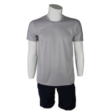 Sıfır Yaka Dry Touch Kısa Kol T-Shirt Gri