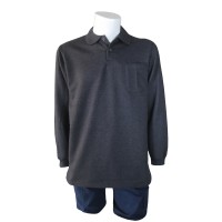 İki İplik Polo Yaka Füme T-Shirt Sweat Uni