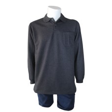 İki İplik Polo Yaka Füme T-Shirt Sweat Uni