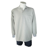 İki İplik Polo Yaka Gri T-Shirt Sweat Uni