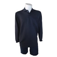 İki İplik Polo Yaka Lacivert T-Shirt Sweat Uni