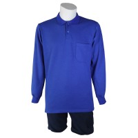 İki İplik Polo Yaka Saks T-Shirt Sweat Uni