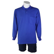 İki İplik Polo Yaka Saks T-Shirt Sweat Uni