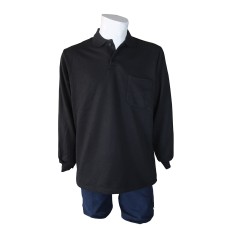 İki İplik Polo Yaka Siyah T-Shirt Sweat Uni