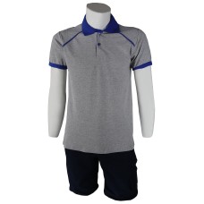 Polo Yaka Gri Saks T-Shirt Kelebek Model Lacoste