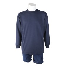 İki İplik Sıfır Yaka Lacivert T-Shirt Sweat Uni