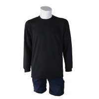 İki İplik Sıfır Yaka Siyah T-Shirt Sweat Uni