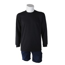 İki İplik Sıfır Yaka Siyah T-Shirt Sweat Uni