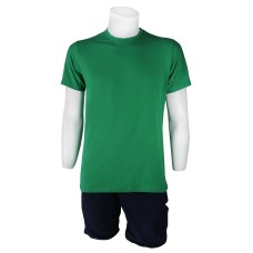 Sıfır Yaka Yeşil T-Shirt Yanlar Dikişli İnce Biye Yaka