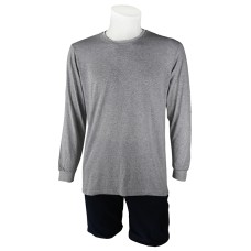 Sıfır Yaka Gri T-Shirt Uzun Kol Open-End Supreme Sıfır Yaka Gri T-Shirt Uzun Kol Open-End Supreme