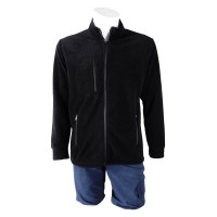 Üç Fermuarlı Siyah Polar Ceket