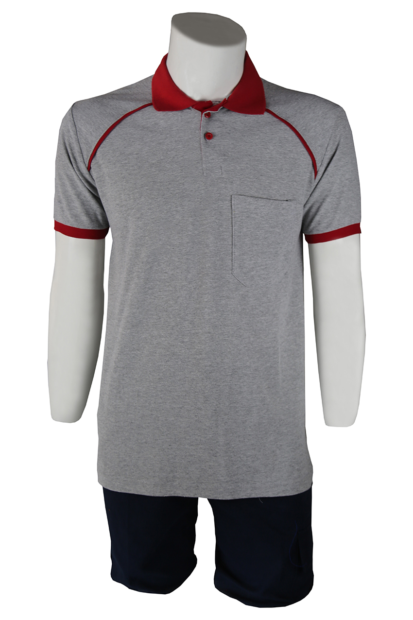 Polo Yaka Gri Bordo T-Shirt Kelebek Model Lacoste